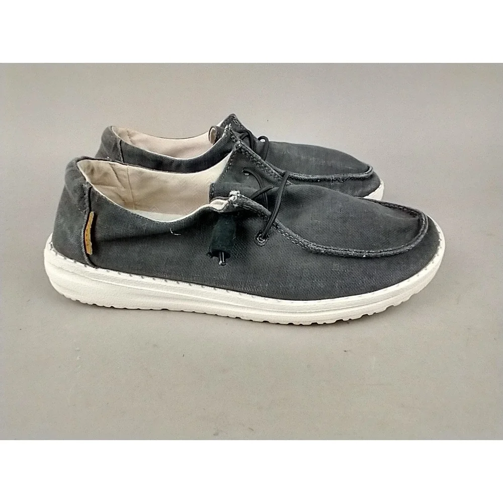 Hey Dude Wendy Chambray Off Black Slip On Loafers Womens Size 5 121414949
